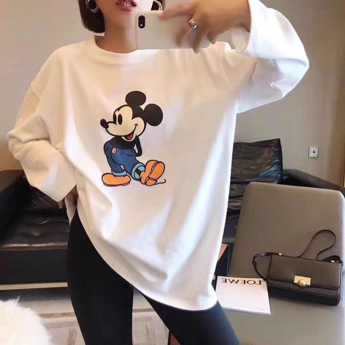 Pure long sleeve T-shirt base shirt for women's Korean versatile round neck loose white