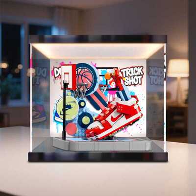 适用于43021 NKEI DUNK 街球玩家模型高清防尘罩亚克力灯箱收纳盒