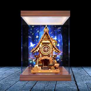 适用若客布谷鸟钟通用礼物diy拼装积木摆件灯光彩绘亚克力收纳盒