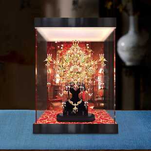 适用拼酷山海经十二凤仪冠3D立体拼图模型积木亚克力灯箱款收纳盒