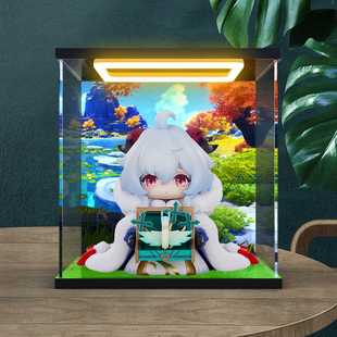 适用原神 童年小甘雨 Q版 手办模型回型灯款亚克力彩绘背景收纳盒