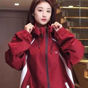 外套女美式复古情侣户外冲锋衣新款休闲潮牌春秋防水夹克机能学生