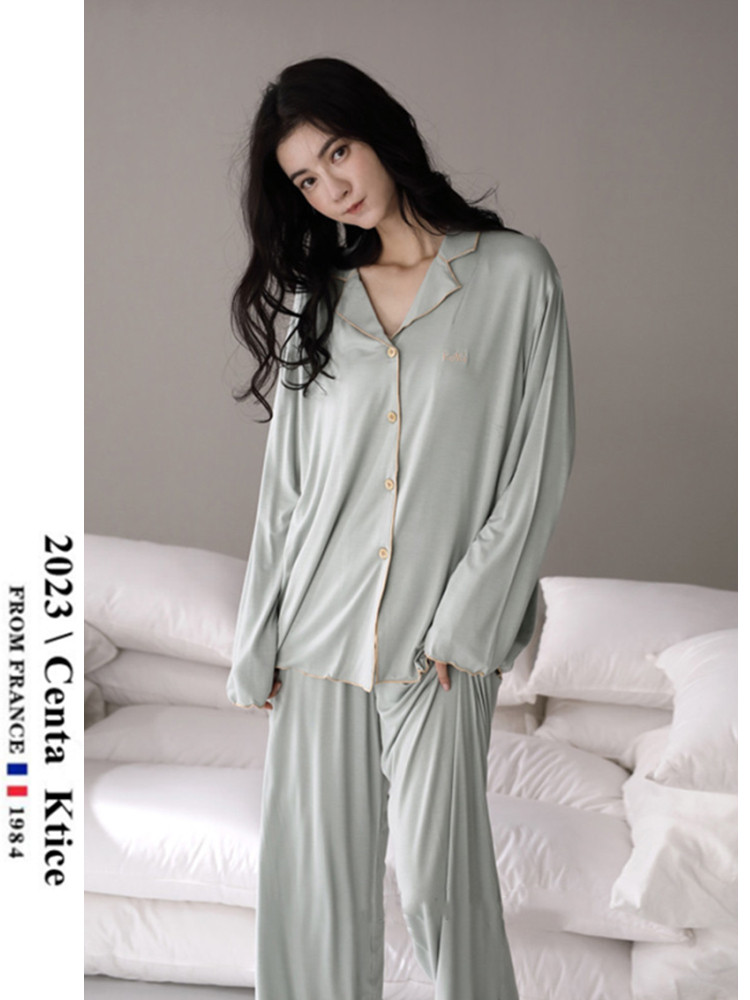 프랑스어 CENTA KTICE 모달 잠옷 여성 봄 가을 느슨한 프리미엄 홈 의류 긴 소매 얇은 세트