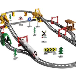 电动小火车带轨道列车玩具男孩汽车男童益智拼装宝宝火车模型礼物