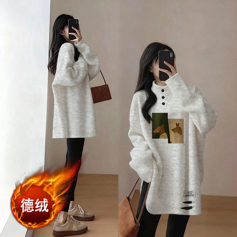 德绒打底衫女春秋大码胖mm女装加绒加厚长袖t恤中长款内搭上衣女,女装/女士精品,T恤,淘宝优惠券,粉丝福利购,淘宝优惠卷