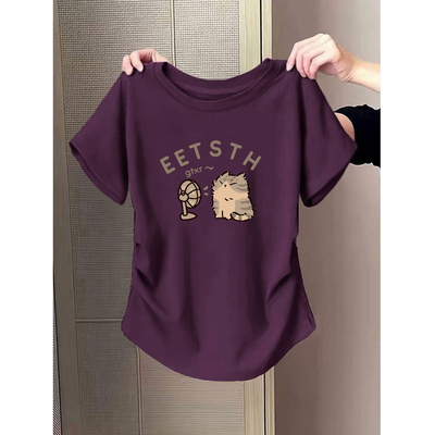 正肩女t恤2025新款短款上衣