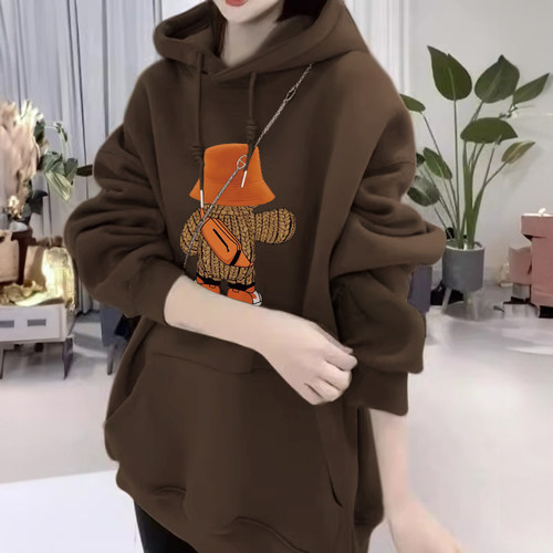 加绒中长款卫衣女2025新款