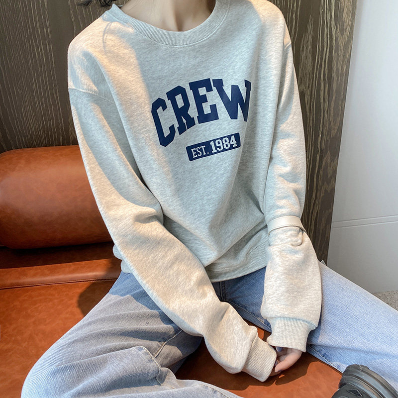 美式慵懒chic灰色卫衣女春秋季宽松薄款2025年新款hiphop潮牌上衣