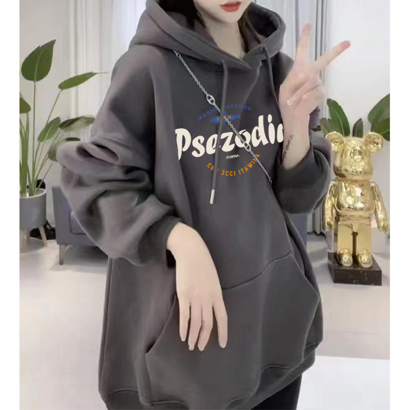 vintage美式中长款卫衣女遮屁股