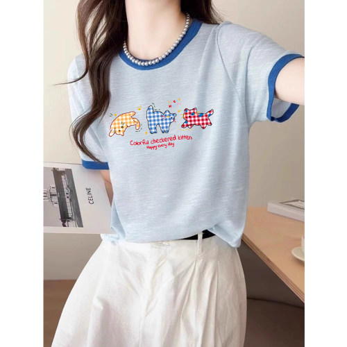 竹节棉正肩大码胖mm巨好看短袖t恤女2026新款夏季宽松慵懒风上衣