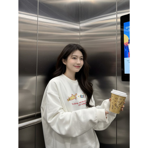 白色卫衣女款2025新款冬季