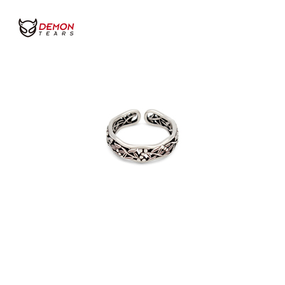 藤蔓花枝镀银复古小众设计戒指