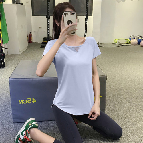 运动上衣女宽松显瘦健身跑步短袖