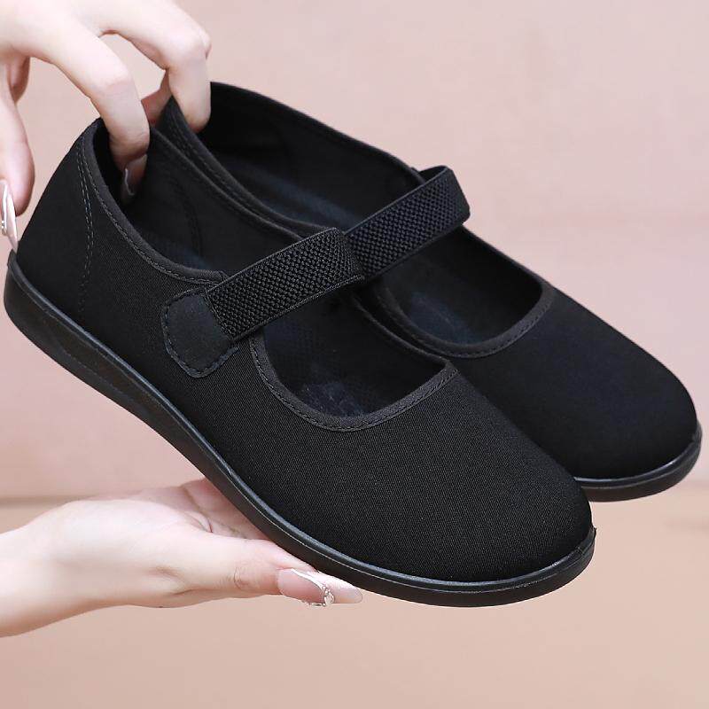 老北京布鞋女妈妈鞋单软底防滑平底老人鞋酒店工作鞋广场舞蹈鞋黑