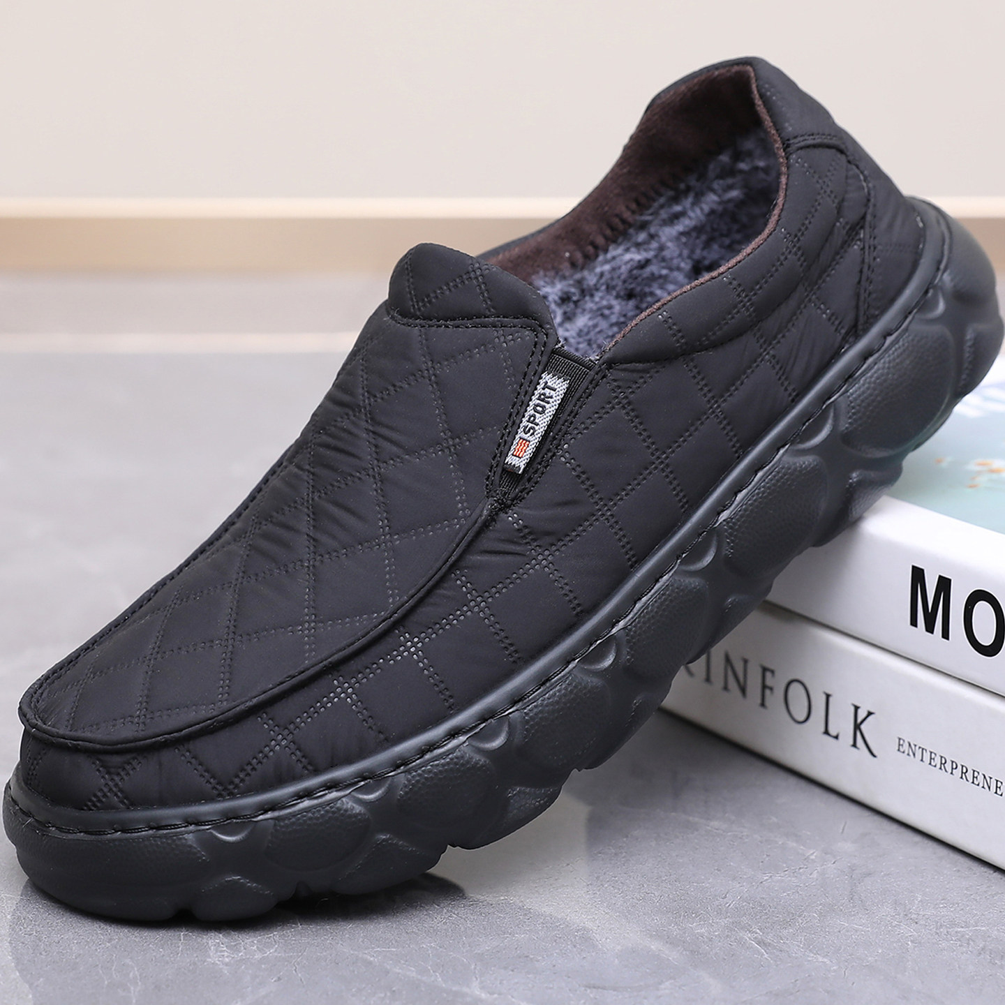 冬季加绒老北京棉鞋男轻底防滑一脚蹬保暖好穿舒适二棉休闲鞋防寒,流行男鞋,棉鞋,淘宝优惠券,粉丝福利购,淘宝优惠卷