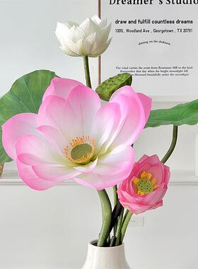 荷花仿真花手感荷叶pu莲蓬莲花假花客厅摆件水池装饰造景拍摄道具