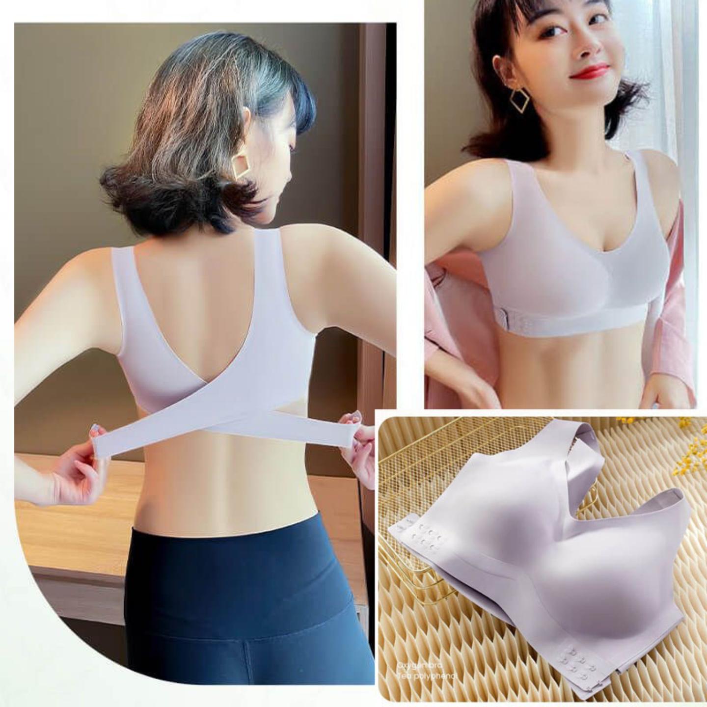 夏季性感交叉侧排扣无痕无钢圈内衣聚拢托胸美背提拉矫正运动文胸