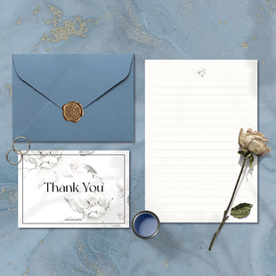 蓝色灰蓝信封简约纯色唯美文艺加厚商务婚礼请柬信封信纸定制