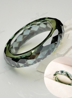 简约款深绿色莫桑石刻面戒指 大克拉菱形日常百搭戒指 中性设计