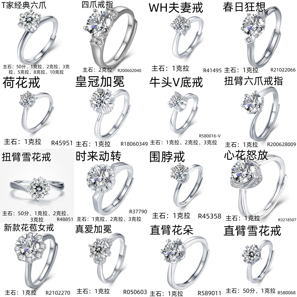 S925纯银加厚戒指空托 定制精工精致圆形培育彩宝首饰戒托