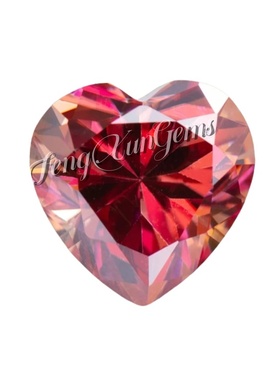 西瓜红心形莫桑石裸石合成碳化硅石过钻笔带腰码 项链吊坠戒指DIY