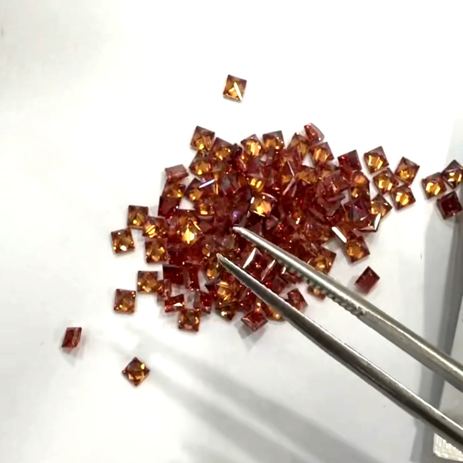 过钻笔 石榴红公主方2x2mm莫桑钻裸石 VVS1 项链吊坠美甲DIY配石