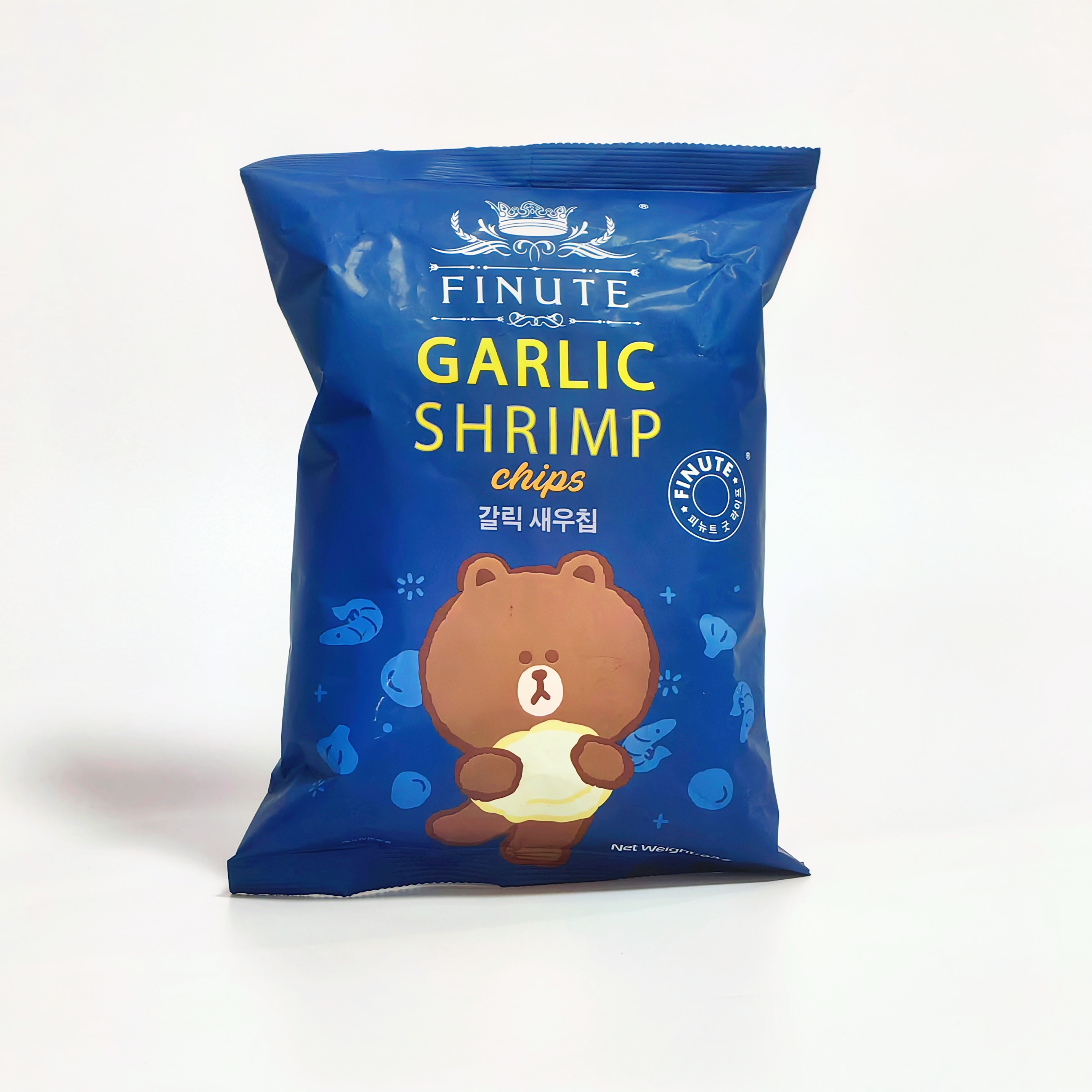 韩国进口趣莱福FINUTE蒜香虾片82g 膨化食品蟹味薯片脆玉米片年货