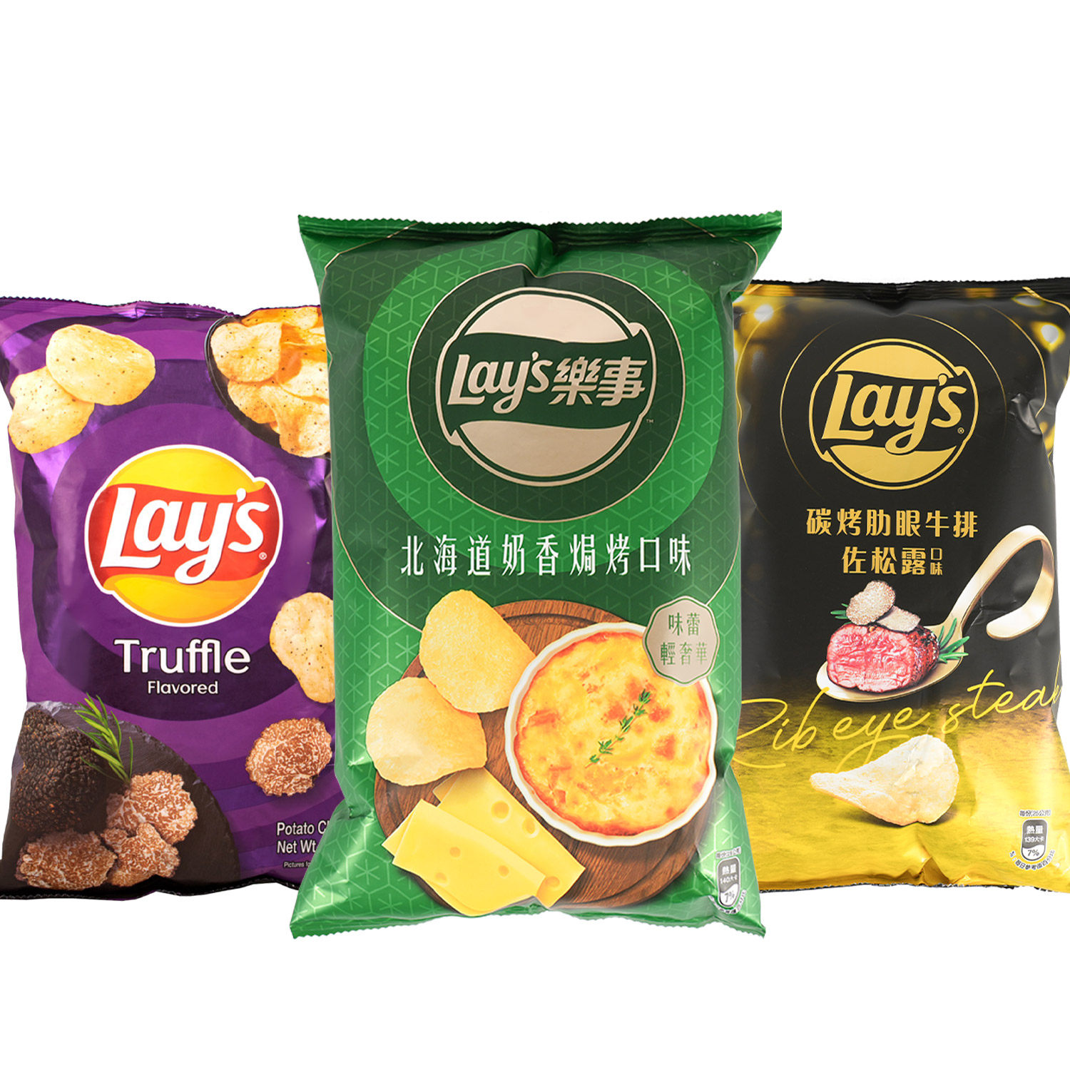 乐事薯片北海道奶香焗烤味碳烤肋眼牛排多口味组合装休闲进口零食