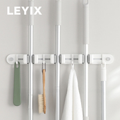 LEYIX243可移动滑轨壁挂拖把夹免打孔强力无痕挂钩拖把固定抹布