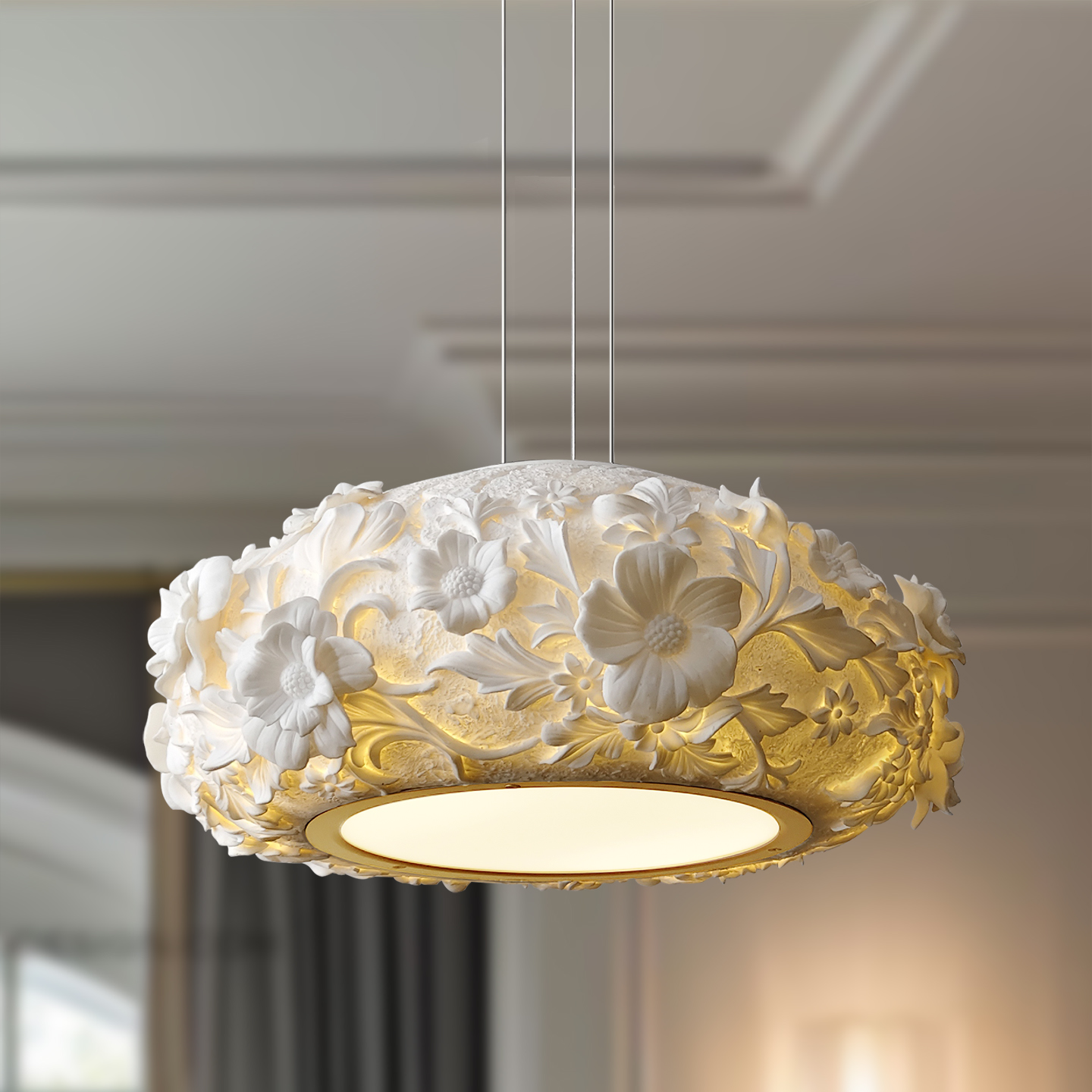 法式复古奶油风吊灯浪漫艺术灯具