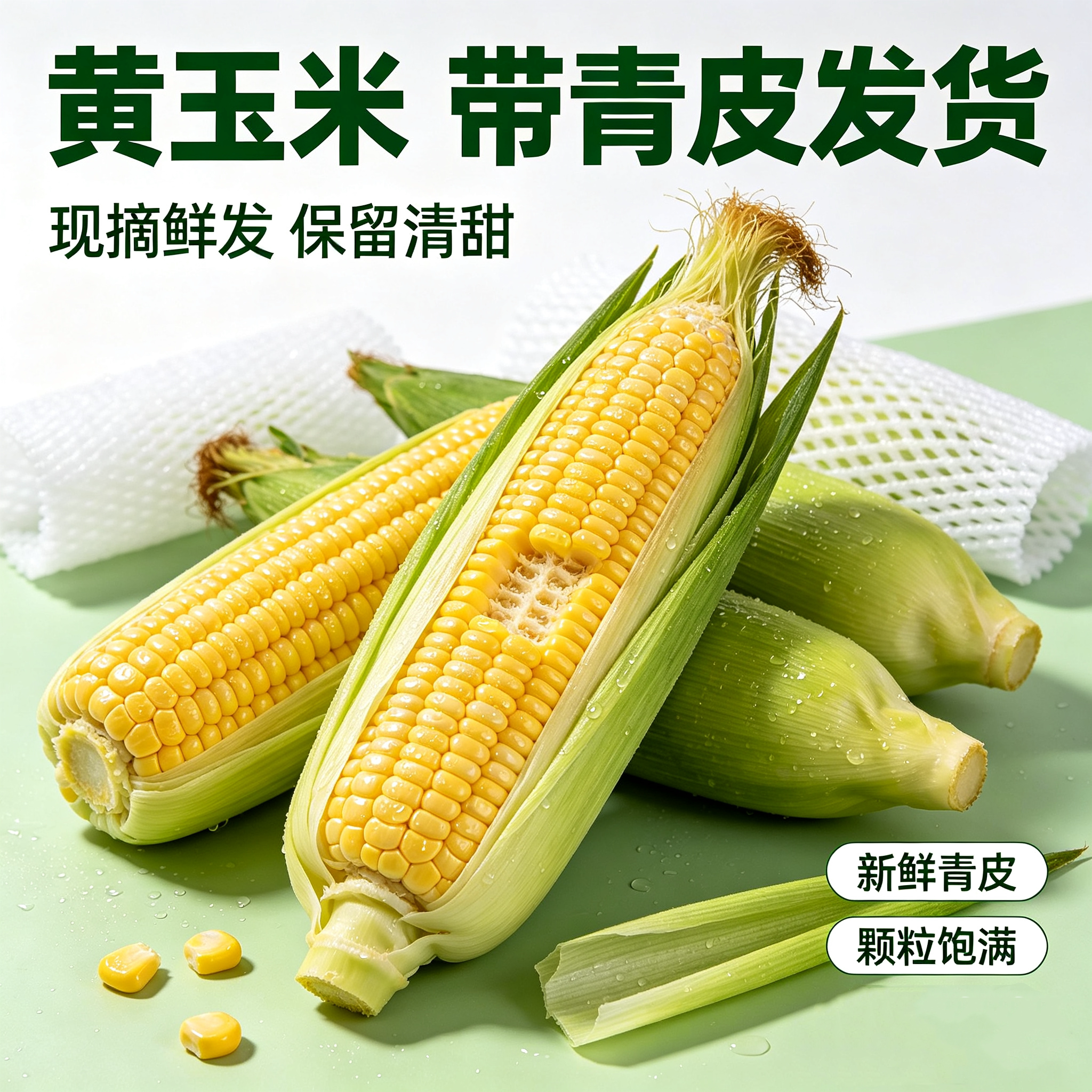 山西山坡旱地鲜玉米带青皮甜玉米