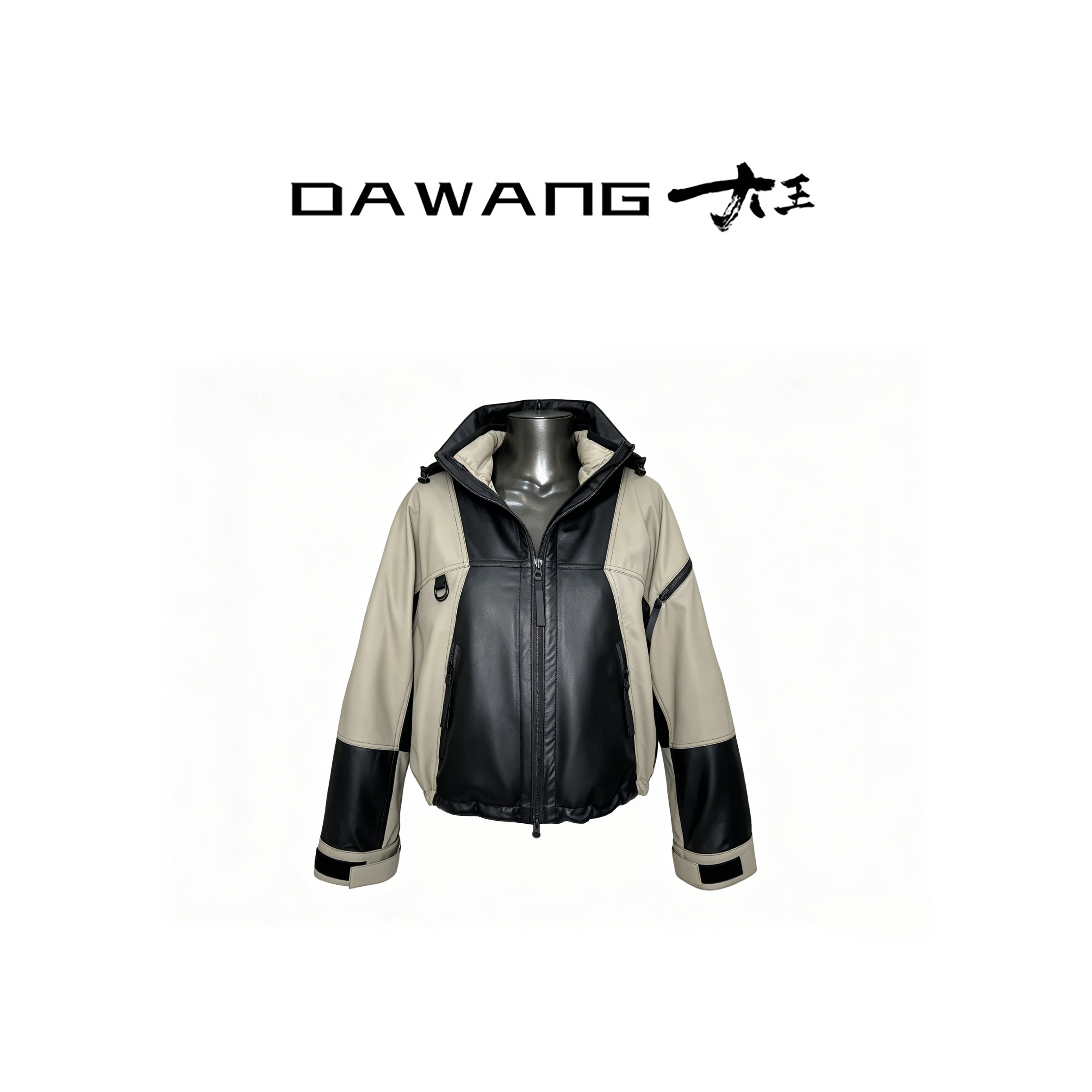 DAWANG |【旷野系列】拼接户外机能女款连帽拆卸内胆冲锋皮衣2687