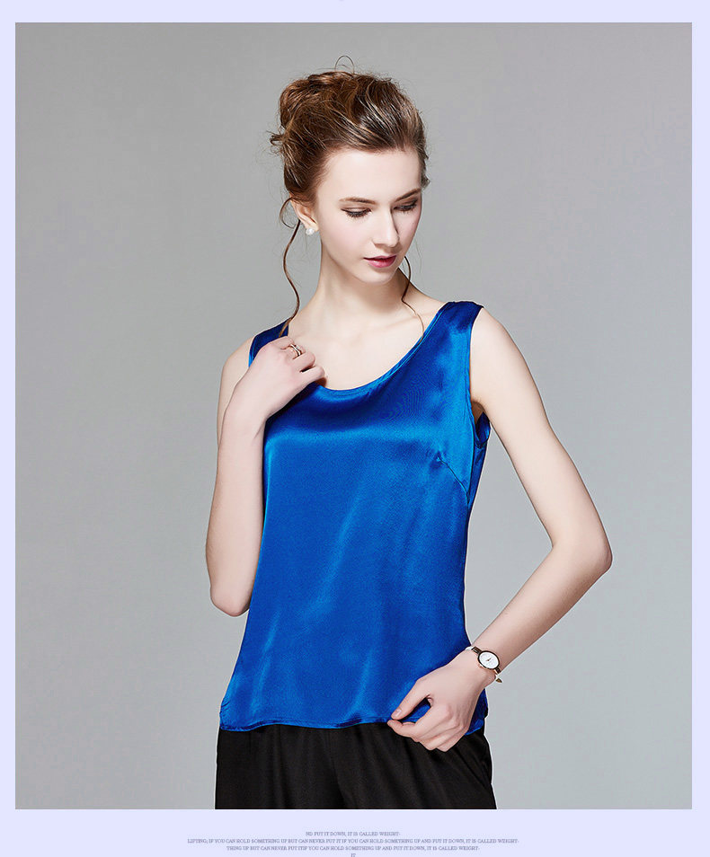 冲钻真丝背心女夏2019大码宽松显瘦无袖纯色小衫桑蚕丝打底上衣OL