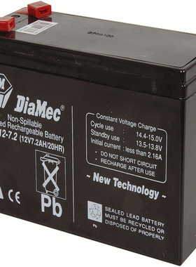 DiaMec蓄电池 DM12-7.2 12V7.2AH/20HR免维护可充电电池