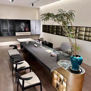 新中式泡茶台轻奢现代高级感实木茶桌椅组合2026新款高端别墅茶室