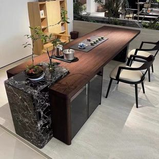 意式极简岩板茶桌2025新款高端茶空间接待实木茶台轻奢现代高级感