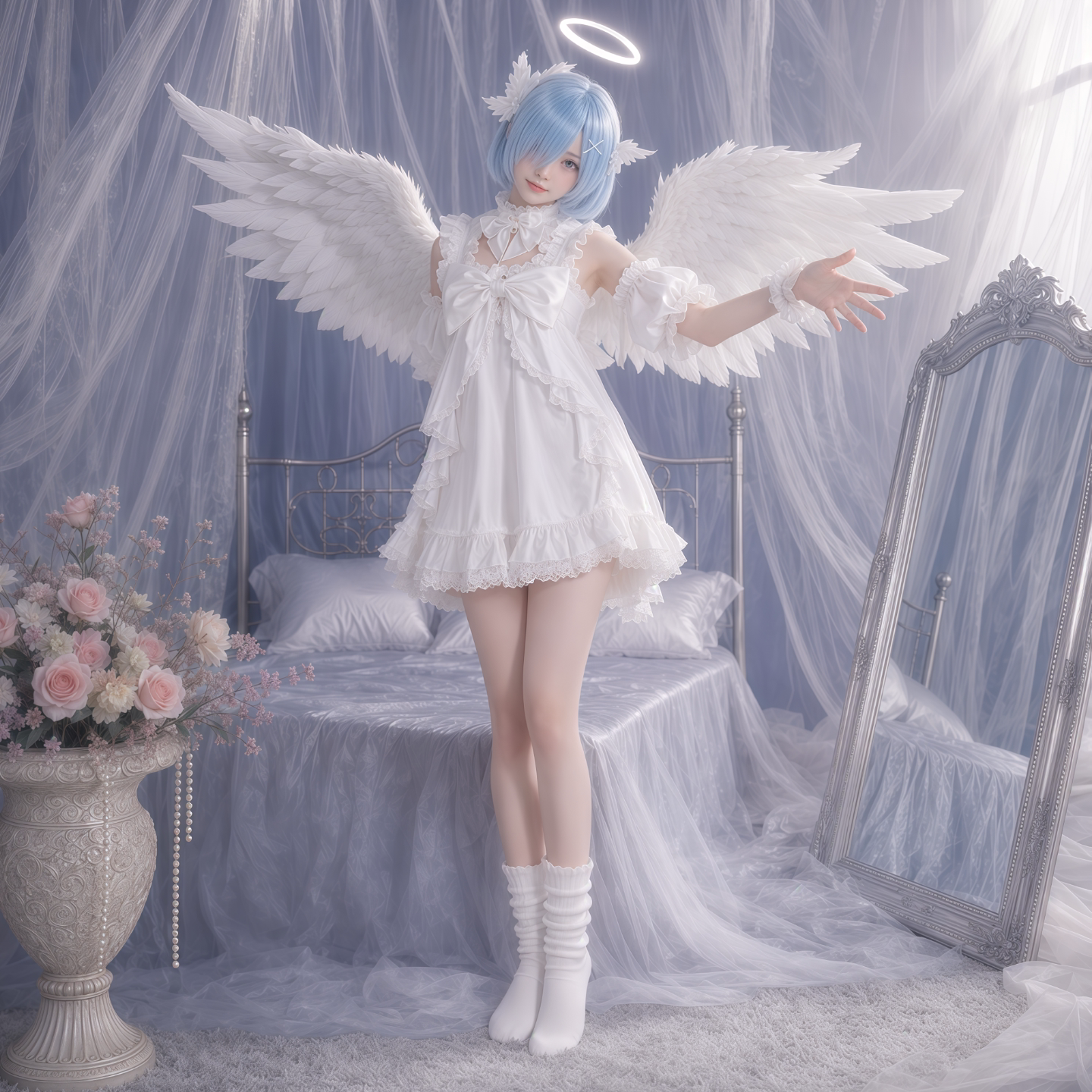 从零开始的异世界生活cos服甜蜜天使拉姆蕾姆纯白睡衣cosplay