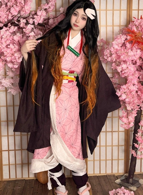 鬼灭之刃祢豆子cos服假发鬼杀队服蝴蝶忍炭治郎我妻善逸富冈义勇