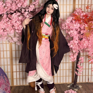 鬼灭之刃祢豆子cos服假发鬼杀队服蝴蝶忍炭治郎我妻善逸富冈义勇