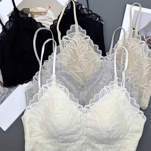 新款法式8883蕾丝花边抹胸小吊带内衣女固定杯性感美背舒适文胸罩
