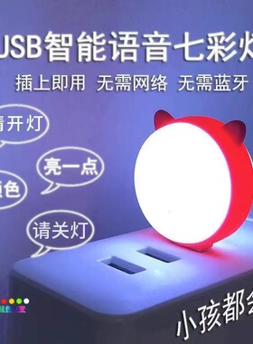 智能语音小夜灯声控感应led灯夜用usb开关灯学生宿舍床头灯睡眠灯