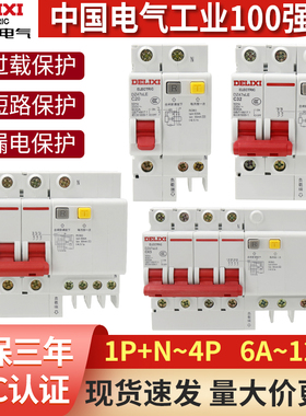 德力西DZ47sle空气开关63A漏电保护2P家用漏保32a断路器空开220V