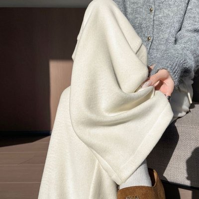 实拍2025秋冬新款休闲拖地裤女加绒阔腿裤慵懒醋酸羊毛毛巾绒裤子