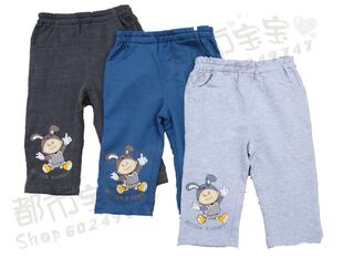休闲裤子 男童女童春秋全棉单层长裤 80-120码