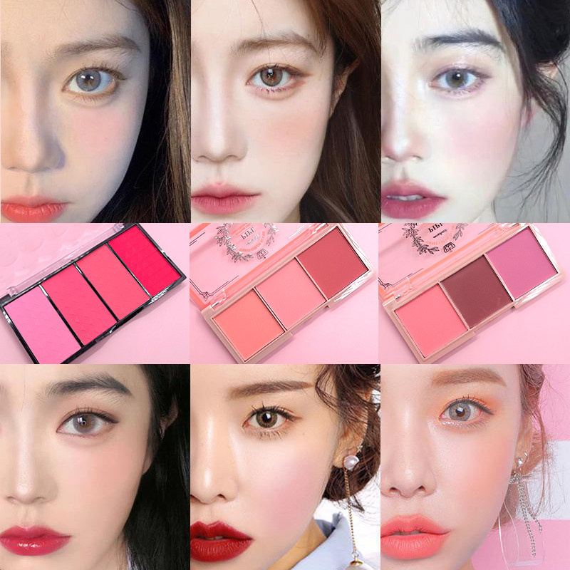 儿童节舞台妆高显色度腮红三色气色裸妆自然哑光橘色平价学生彩妆