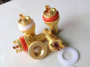 美国CMC镀金镀铑紫铜磨砂款音响功放RCA机座音频莲花插座发烧端子