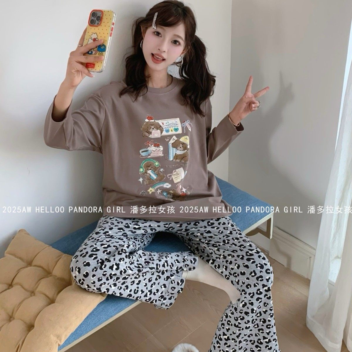 潘多拉女孩睡衣女大码家居服套装