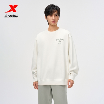 特步圆领卫衣男士2025秋冬新款运动休闲套头上衣男装975429920332