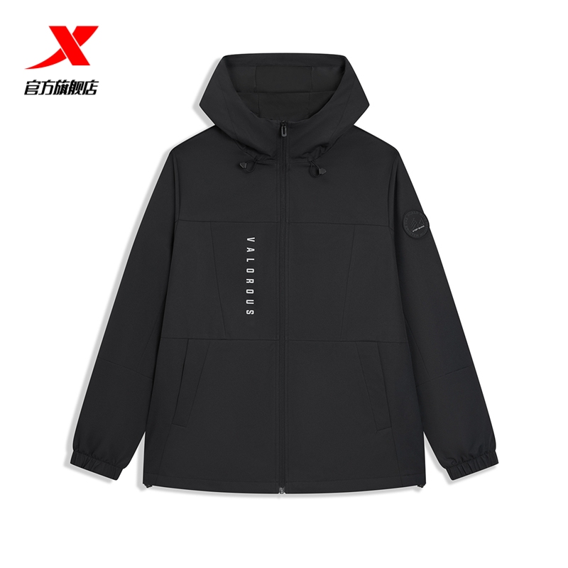 特步保暖风衣男2025年冬季新款男装运动上衣防风外套975429160211