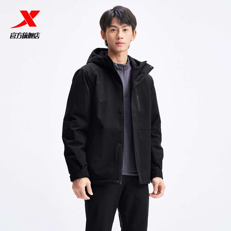 特步风衣男2025年冬季新款男装运动上衣防风保暖外套975429170004